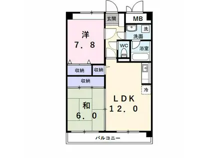 リバーサイドWILLOW(2LDK/3階)の間取り写真