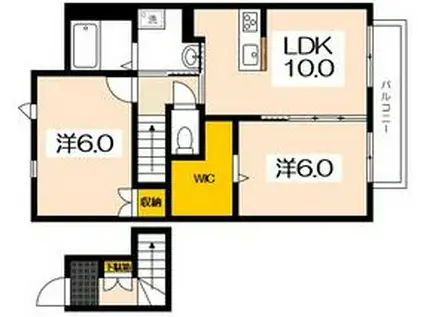 ユアメゾンプレミールA(2LDK/2階)の間取り写真