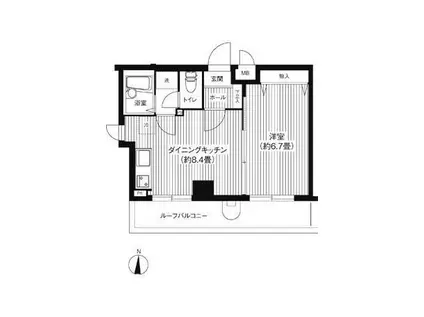 コモード寺山(1DK/6階)の間取り写真