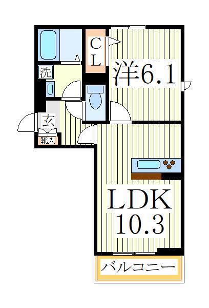 メゾン・ド・ノール おおたか(1LDK/1階)の間取り写真
