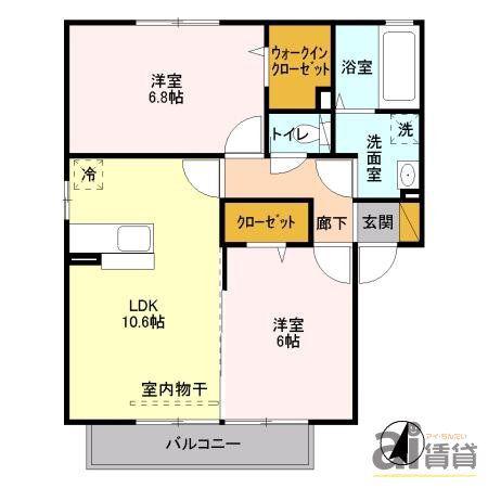 アクシスふじみ野II(2LDK/2階)の間取り写真