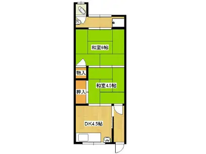 五月荘(2DK/2階)の間取り写真