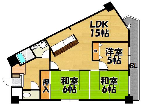 グランド ハイツ(3LDK/2階)の間取り写真