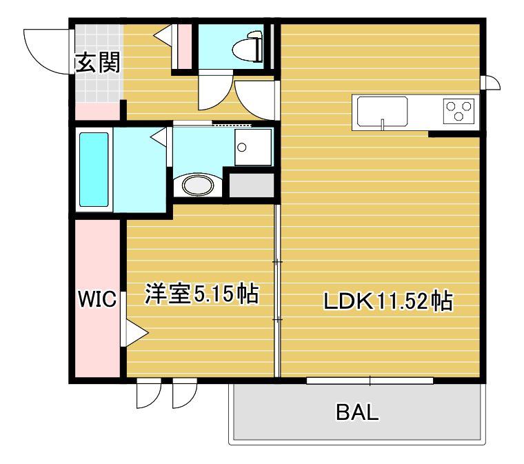 CASA SERENO(1LDK/3階)の間取り写真