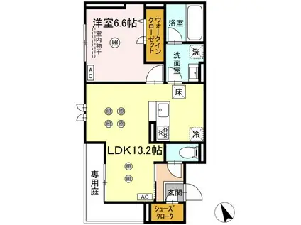 サニーサイド箱崎(1LDK/1階)の間取り写真