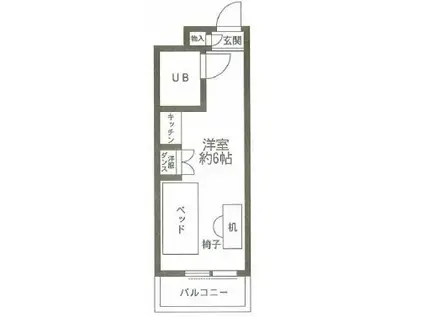高田馬場学生ハイツ(ワンルーム/1階)の間取り写真