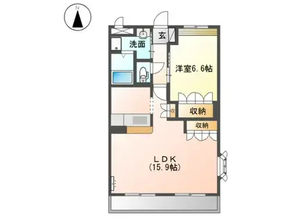マーヴェラス・N(1LDK/2階)の間取り写真
