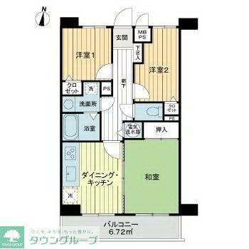 ライオンズマンション所沢東(3DK/2階)の間取り写真