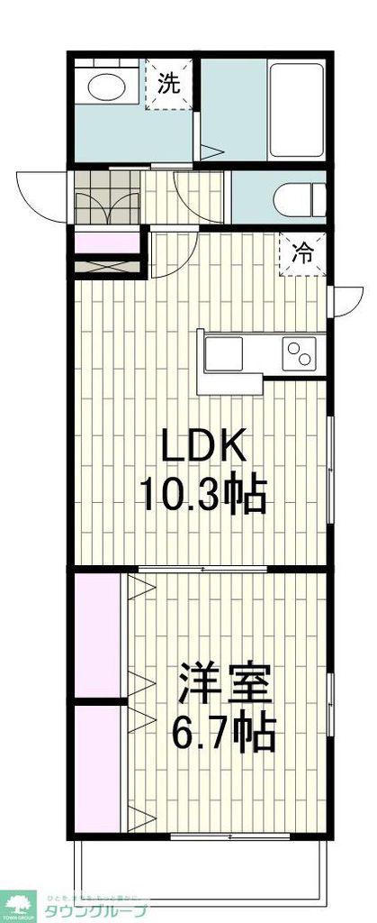 フェリオ鶴見(1LDK/2階)の間取り写真