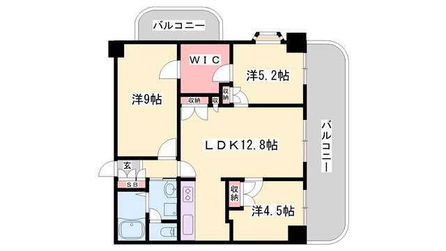 キャッスルコート御立(3LDK/3階)の間取り写真