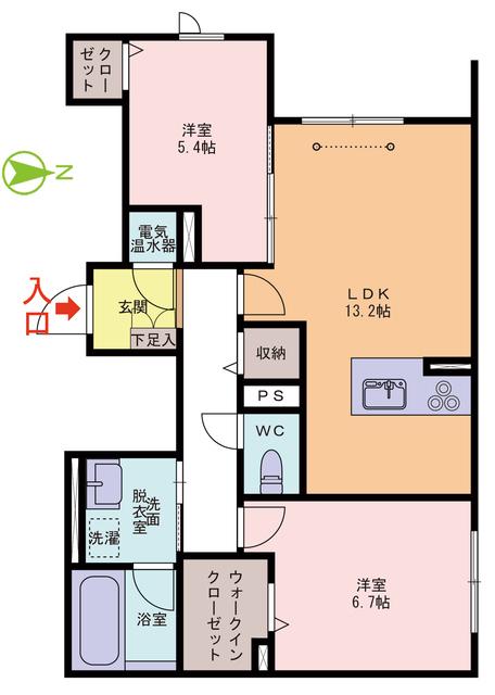 GARDEN PLACE NINOMIYA(2LDK/1階)の間取り写真