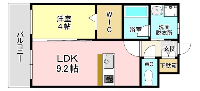 デザイナーズ ざ・片野(1LDK/9階)の間取り写真