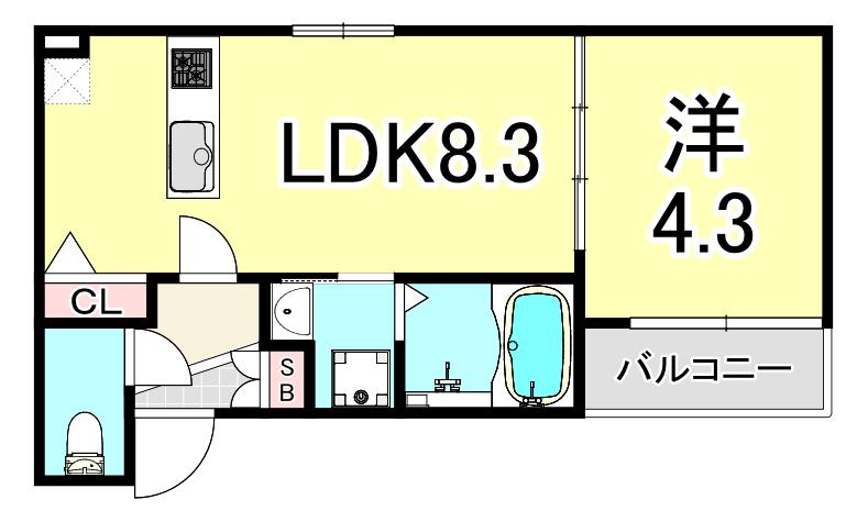 F ASECIA BRUCITE(1LDK/1階)の間取り写真