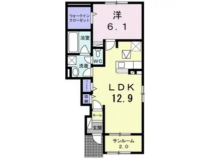プラシード・A(1LDK/1階)の間取り写真