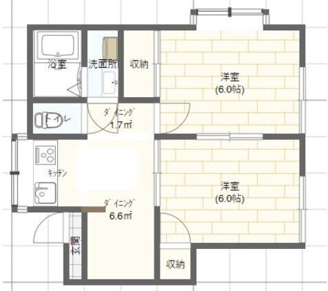 グレースヴィラ A(2DK/2階)の間取り写真