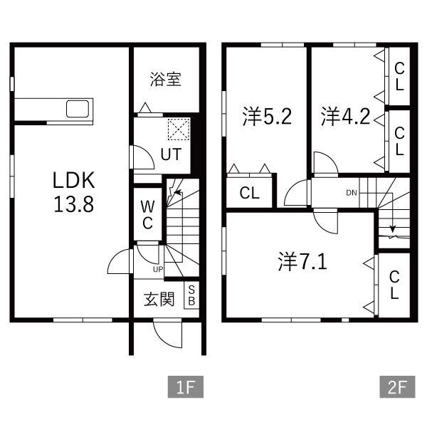 プリエール A棟(3LDK/1階)の間取り写真