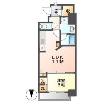 ダイワシティー大須(1LDK/6階)の間取り写真