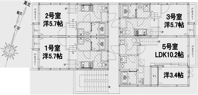 クレオ博多南弐番館(1SK/2階)の間取り写真