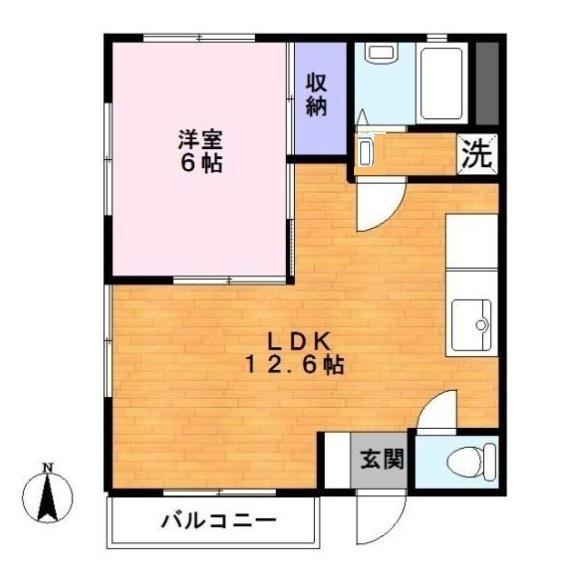 中田ビル(1LDK/2階)の間取り写真