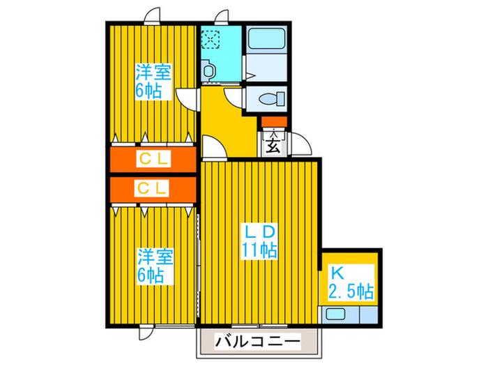 ハビタブル(2LDK/2階)の間取り写真