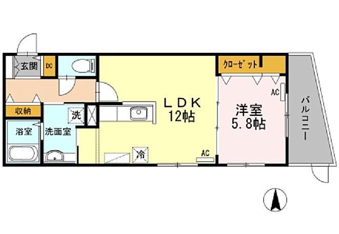 WELLDENCE江古田(1LDK/2階)の間取り写真