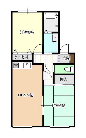 セジュールあいの(2DK/1階)の間取り写真