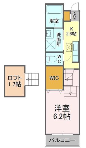 ESPLANADE吉野町(1K/1階)の間取り写真