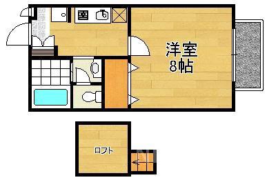 CASA DE FLOR(1K/2階)の間取り写真