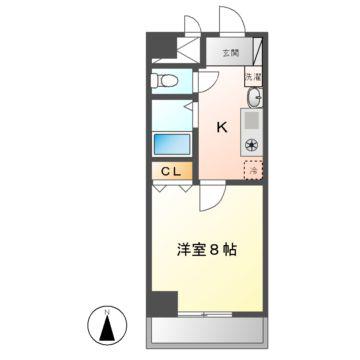 ベル池下(1K/9階)の間取り写真
