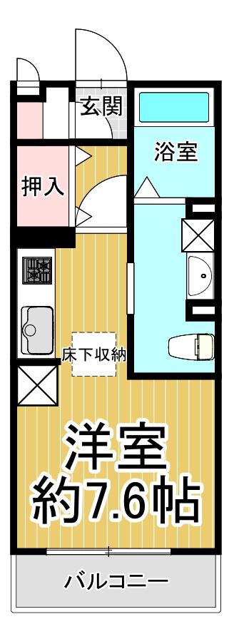フロントハウス A棟(ワンルーム/1階)の間取り写真