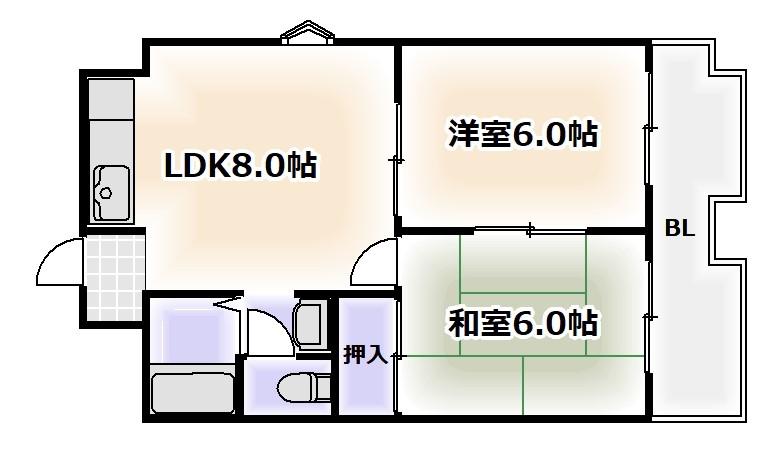 ワイズコート 松崎町(2LDK/1階)の間取り写真