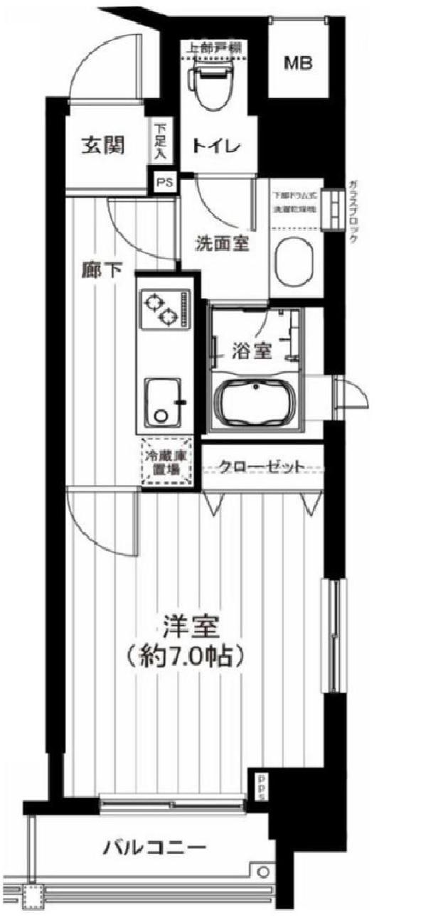 グランスイート東京マークス(1K/2階)の間取り写真