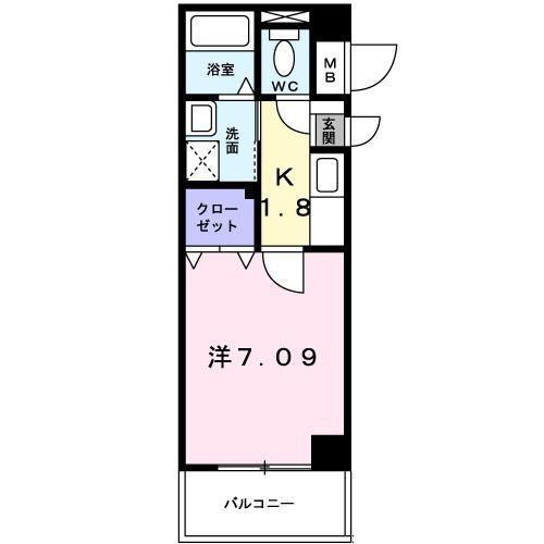 カルフール 本牧(1K/4階)の間取り写真