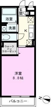 中根ヒルズ(1K/1階)の間取り写真