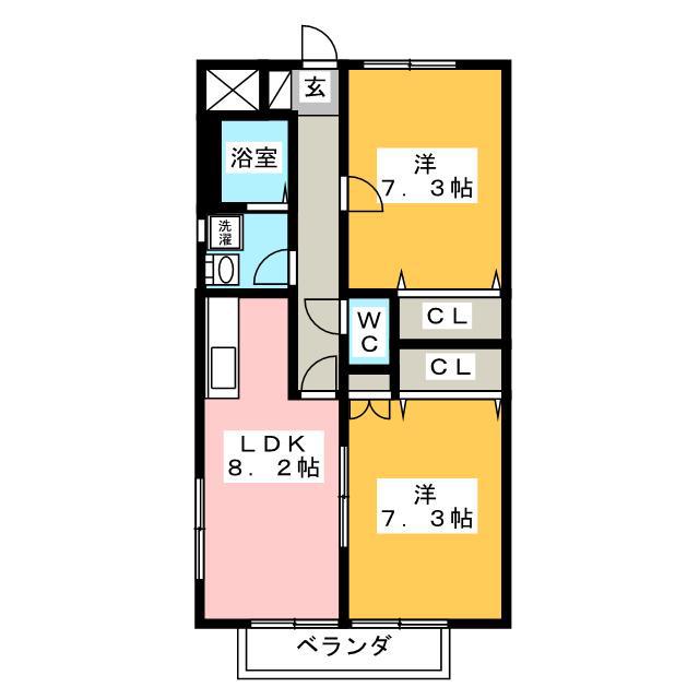 湘南PERFUME(2LDK/2階)の間取り写真