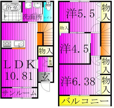 リーブルファイン愛宕駅前I(3LDK/1階)の間取り写真