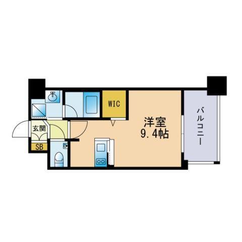 エンクレスト姪浜(1K/6階)の間取り写真