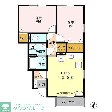 イーストヒルズ(2LDK/1階)の間取り写真