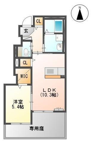 アジャートK(1LDK/1階)の間取り写真