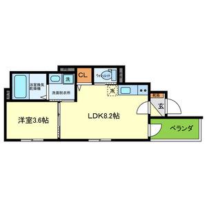 YUMAISON ウエスト(1DK/1階)の間取り写真
