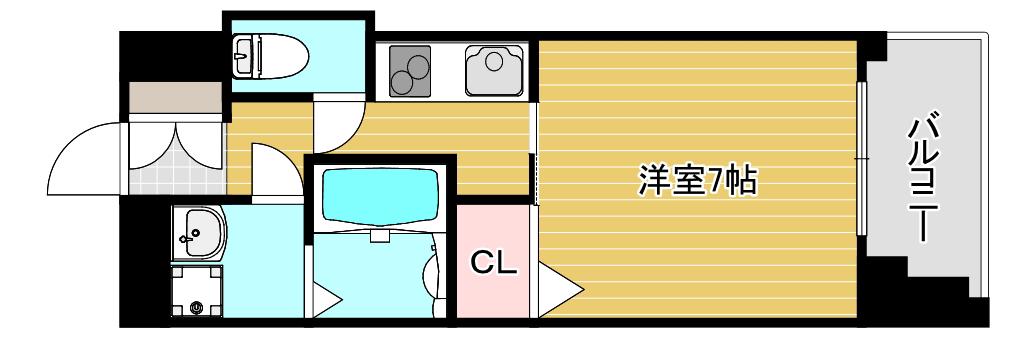 ミリアン四天王寺夕陽丘(1K/7階)の間取り写真