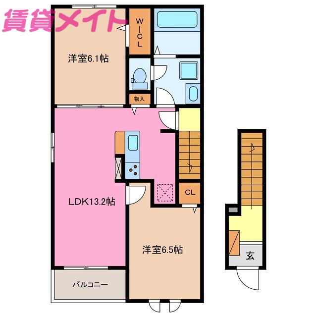 ひかり B(2LDK/2階)の間取り写真