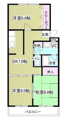グランドにしふじ(3DK/4階)の間取り写真