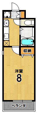 白川ベリタス(1K/2階)の間取り写真