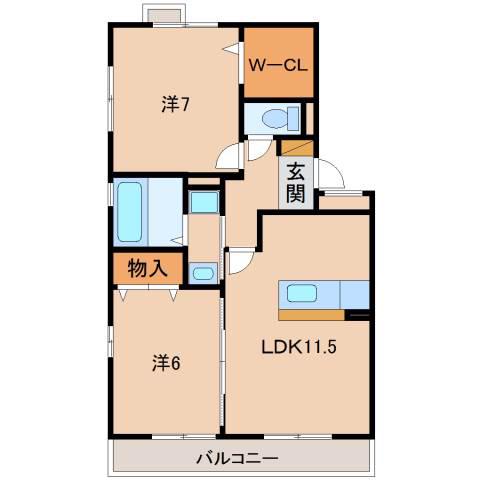 グレイス ヒルズ(2LDK/3階)の間取り写真