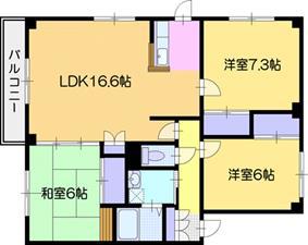 クリアービル(3LDK/3階)の間取り写真