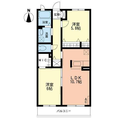 クレール山下(2LDK/3階)の間取り写真