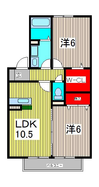 リリー坂下(2LDK/2階)の間取り写真