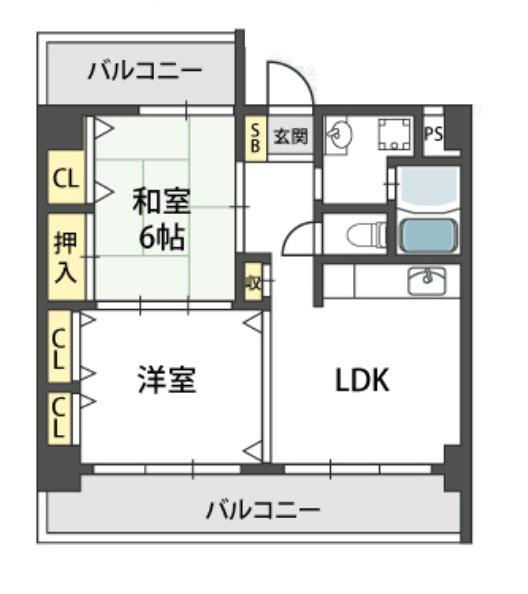 グローリーヨシダ(2LDK/7階)の間取り写真