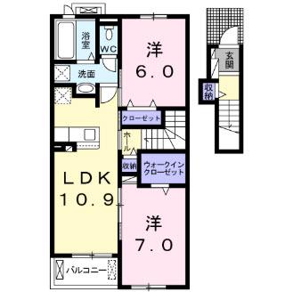 ラッフィナート カーサ(2LDK/2階)の間取り写真